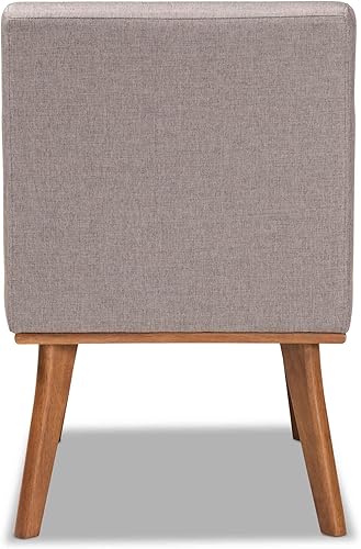 Miniatura 4 de Baxton Studio Odessa - Silla de comedor de madera tapizada de tela gris y acabado marrón nogal