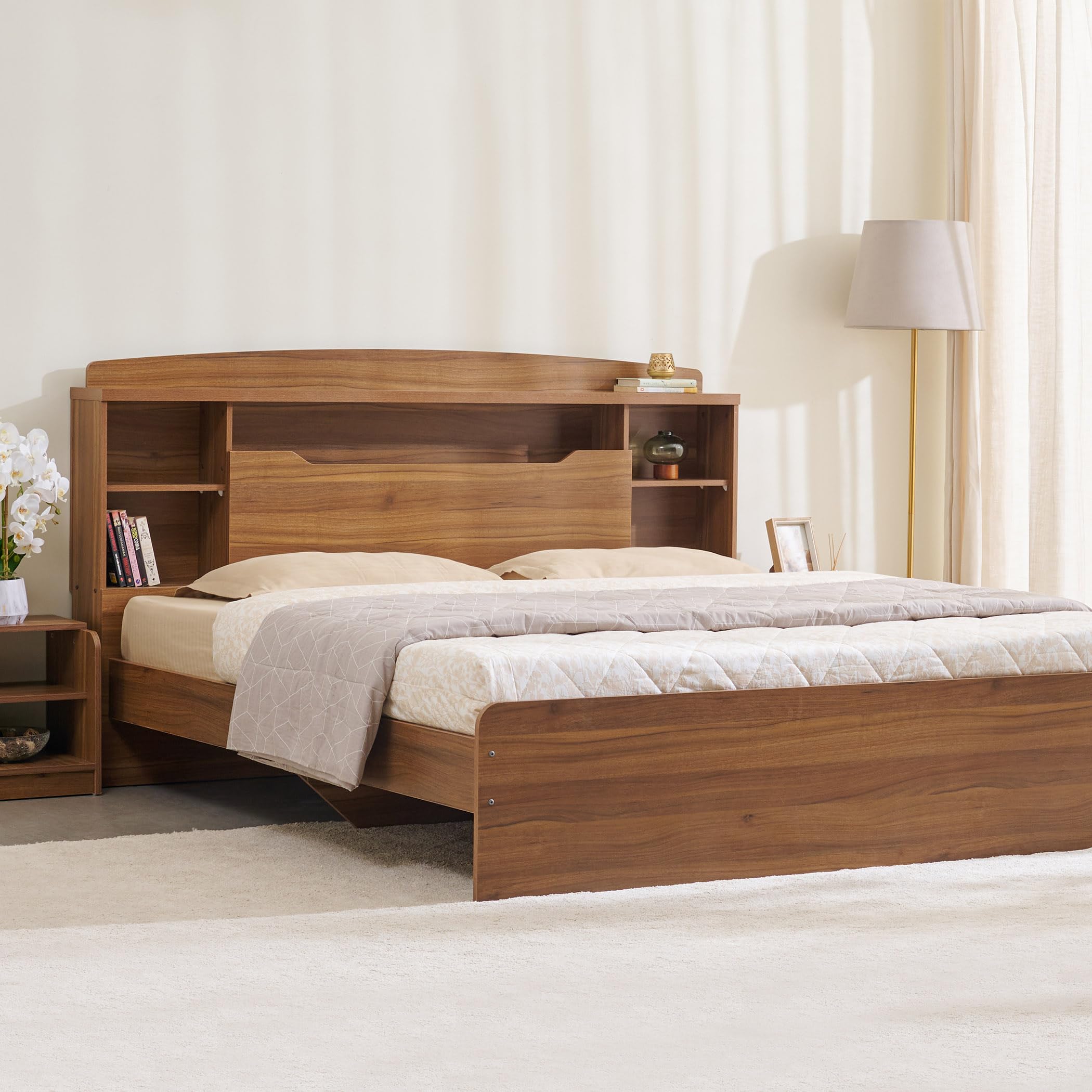 Home Centre Helios David King Bed |Engineered Wood King Bed| (Teak) |1 Year Warranty-image-16
