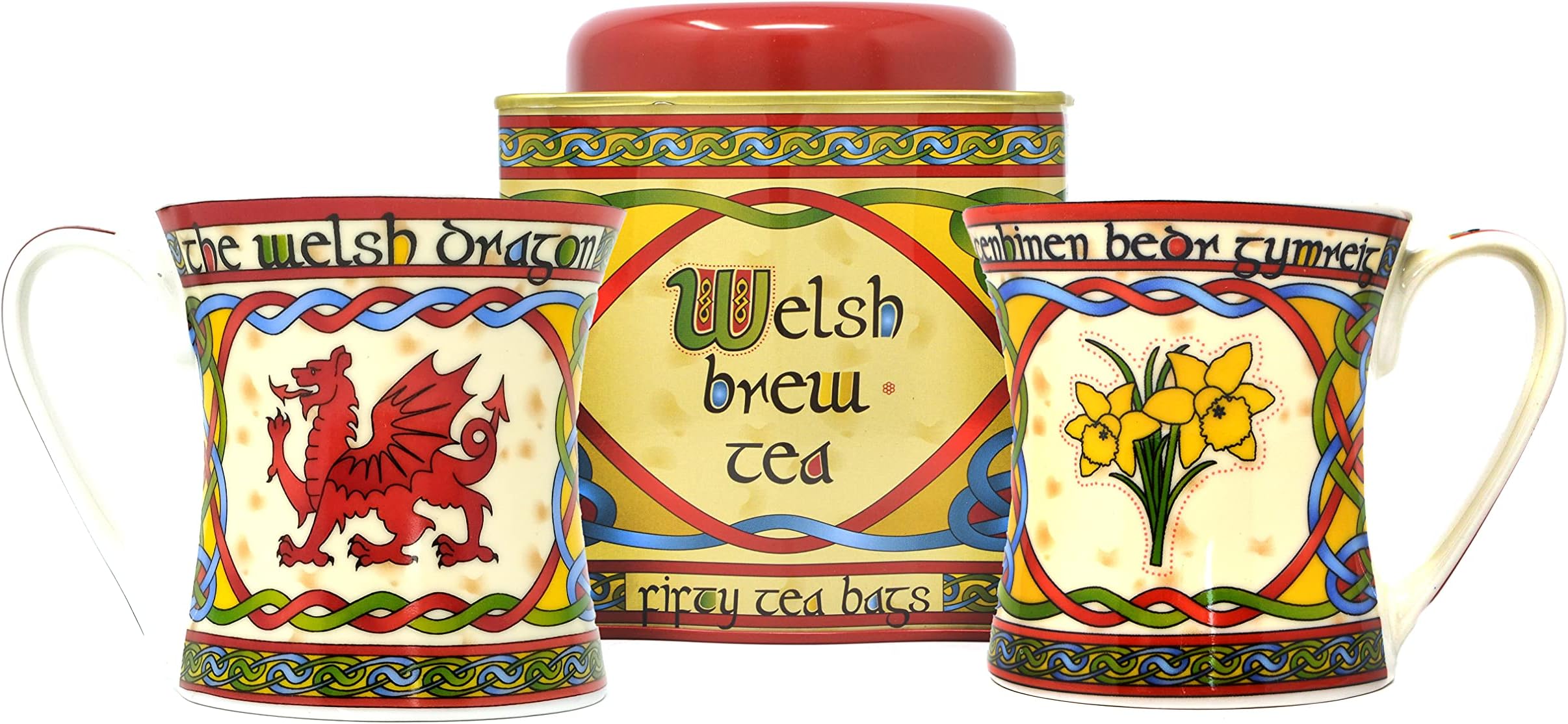 Set Welsh Dragon Cup, Daffodil Mug & Brew Tea (50 Teabags)