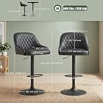 HOMCOM Tabourets à barres réglables 2, Tabourets modernes de comptoir en hauteur avec dossier, repose-pieds, PU Chaises de bar en cuir rembourré pour cuisine Ile Counter Salle à manger, Noir