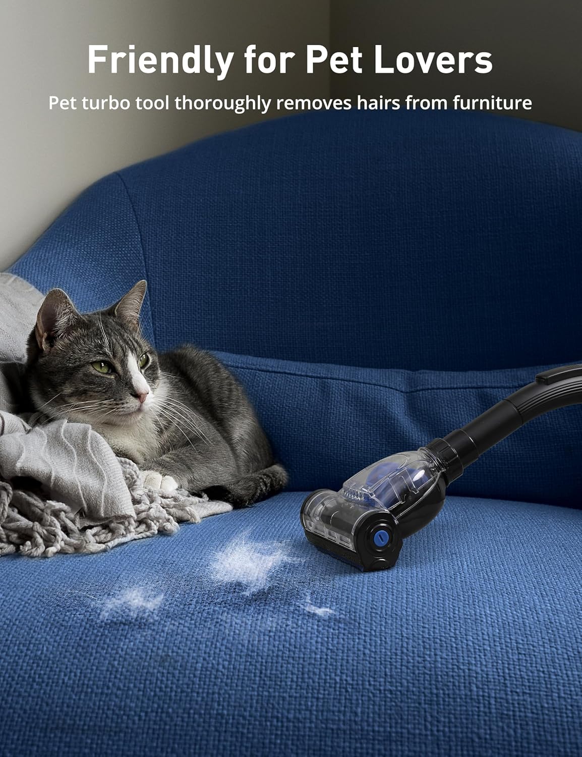 Aspiron 1700W Canister Vacuum Cleaner, 45Kpa Bagless Vacuum Cleaner, Multi-Cyclonic Filtration, 2 Anti-Allergen HEPA Filters, 3.5QT Dust Cup, 4 Tools, Corded Vacuum for Hard Floor, Pet Hair, Azure