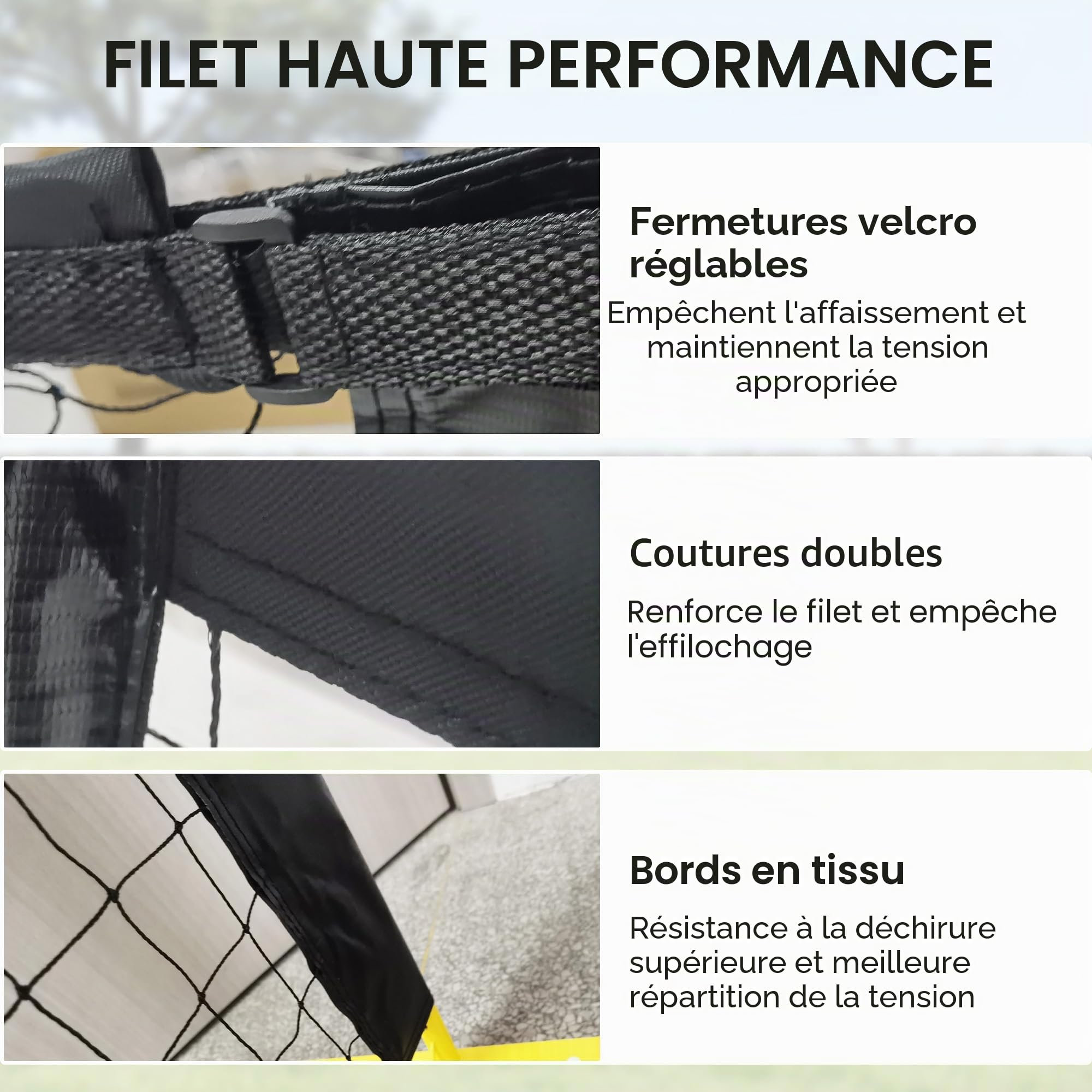 Soozier Filet de pickleball portable réglementaire taille 22 ft jaune | Système de filet de pickleball, sac de transport, cadre en acier, pour intérieur/extérieur/allée