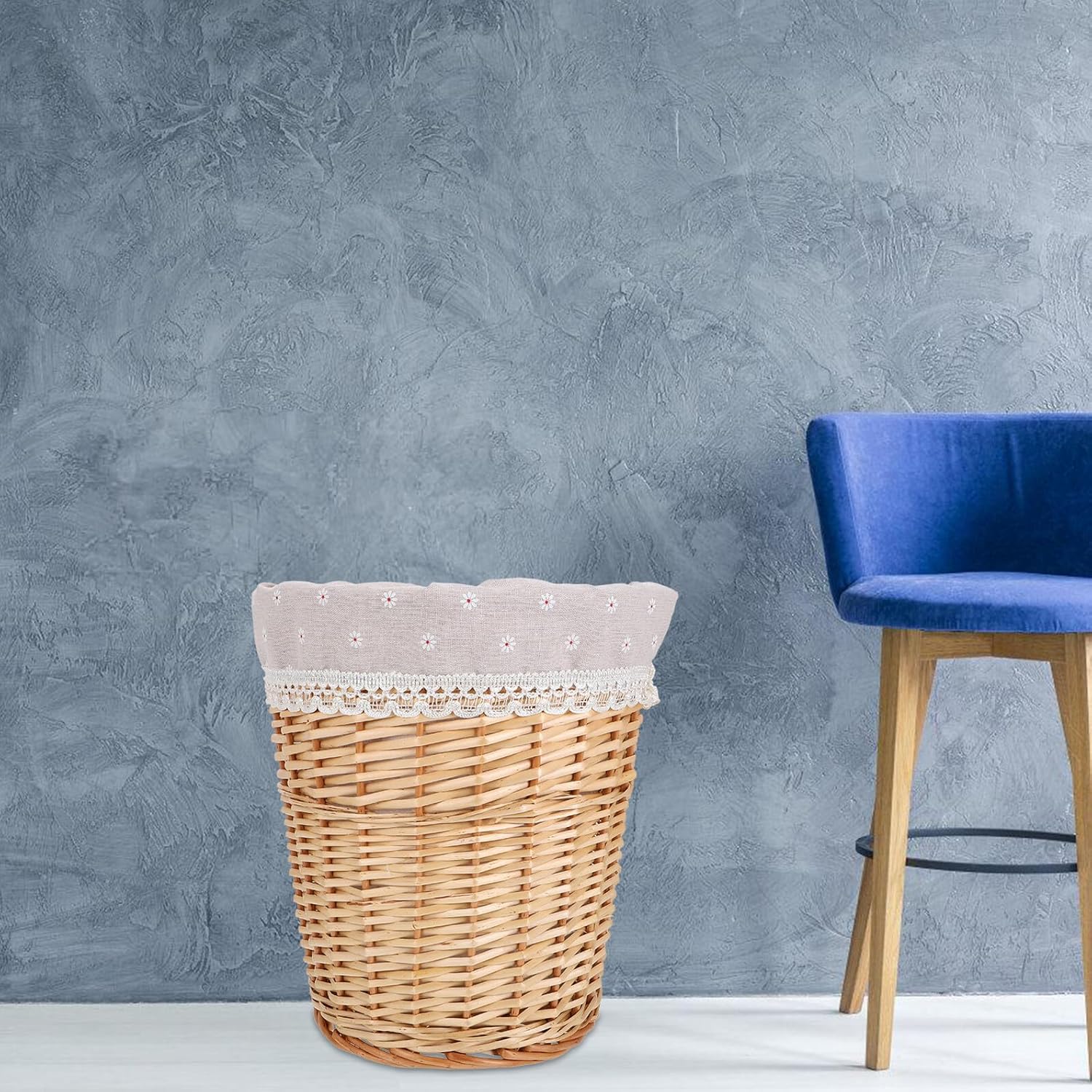 Rattan Laundry Basket Small Woven Storage Hamper with Removable Liner Natural Strawwoven Clothes Hamper for Bathroom Bedroom Home Organization