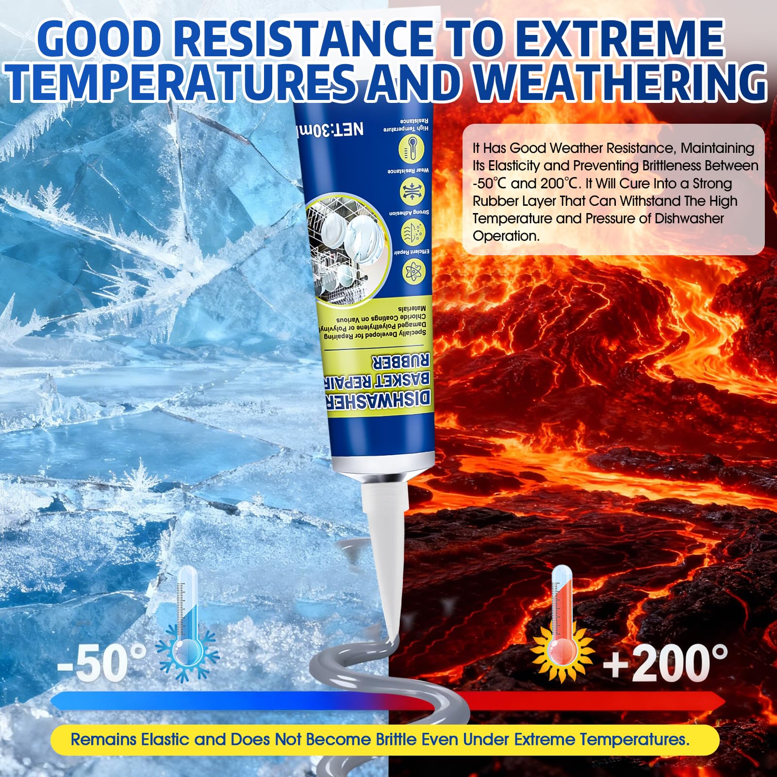 60ML Pintura para Cestas Lavavajillas, Masilla para Plastico, Revestimiento de Reparación de Estante de Lavavajillas, Conformando Caucho, Pintura para Reparar la Rejilla Del lavavajillas, Blanca — view 5