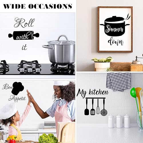 Miniatura 6 de Seajan 4 calcomanías de pared de cocina, citas de cocina, calcomanías de pared con letras divertidas de vinilo, divertidos utensilios, calcomanías