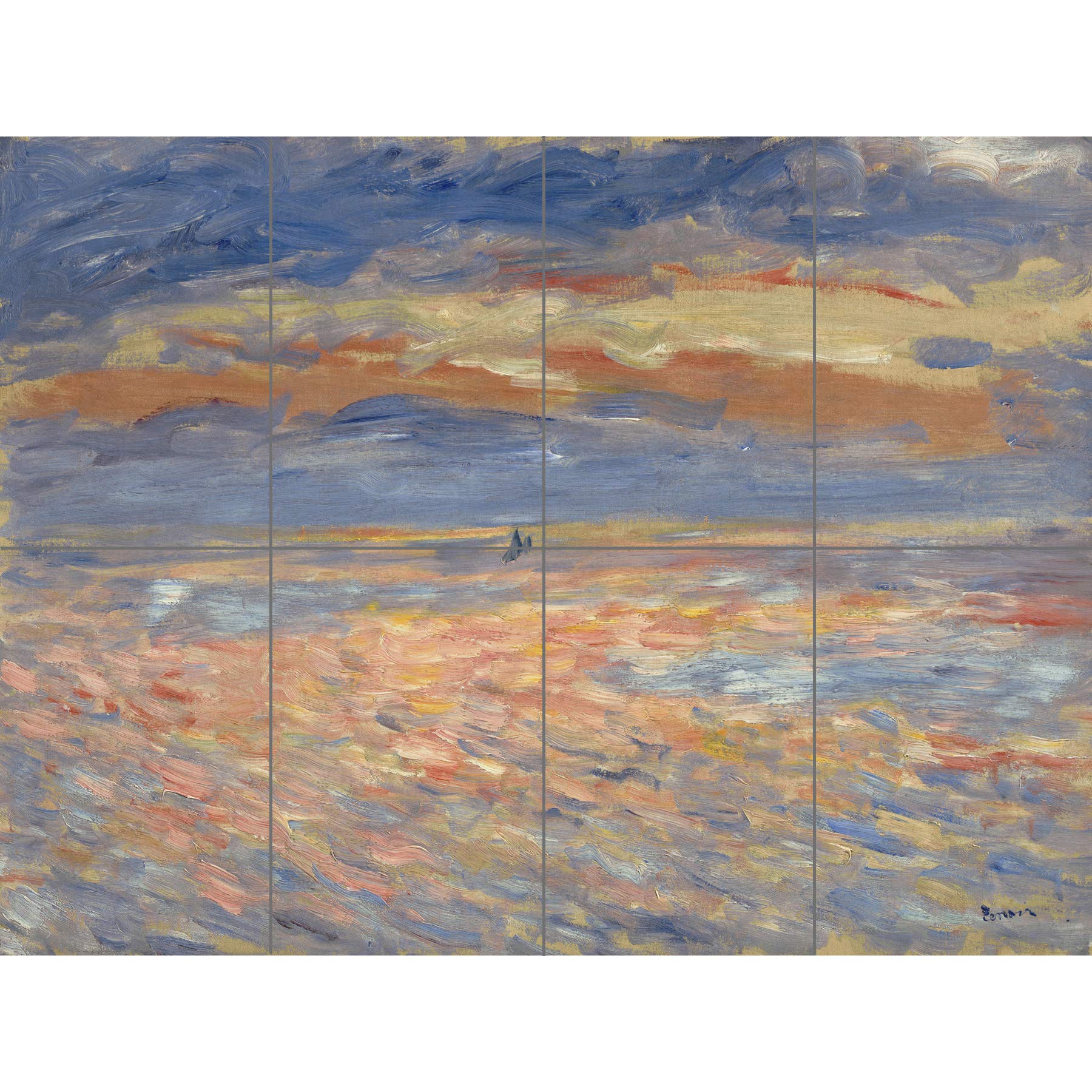 Artery8 Pierre Auguste Renoir Sunset 1879 Or 1881 Painting XL Giant Panel Poster (8 Sections)