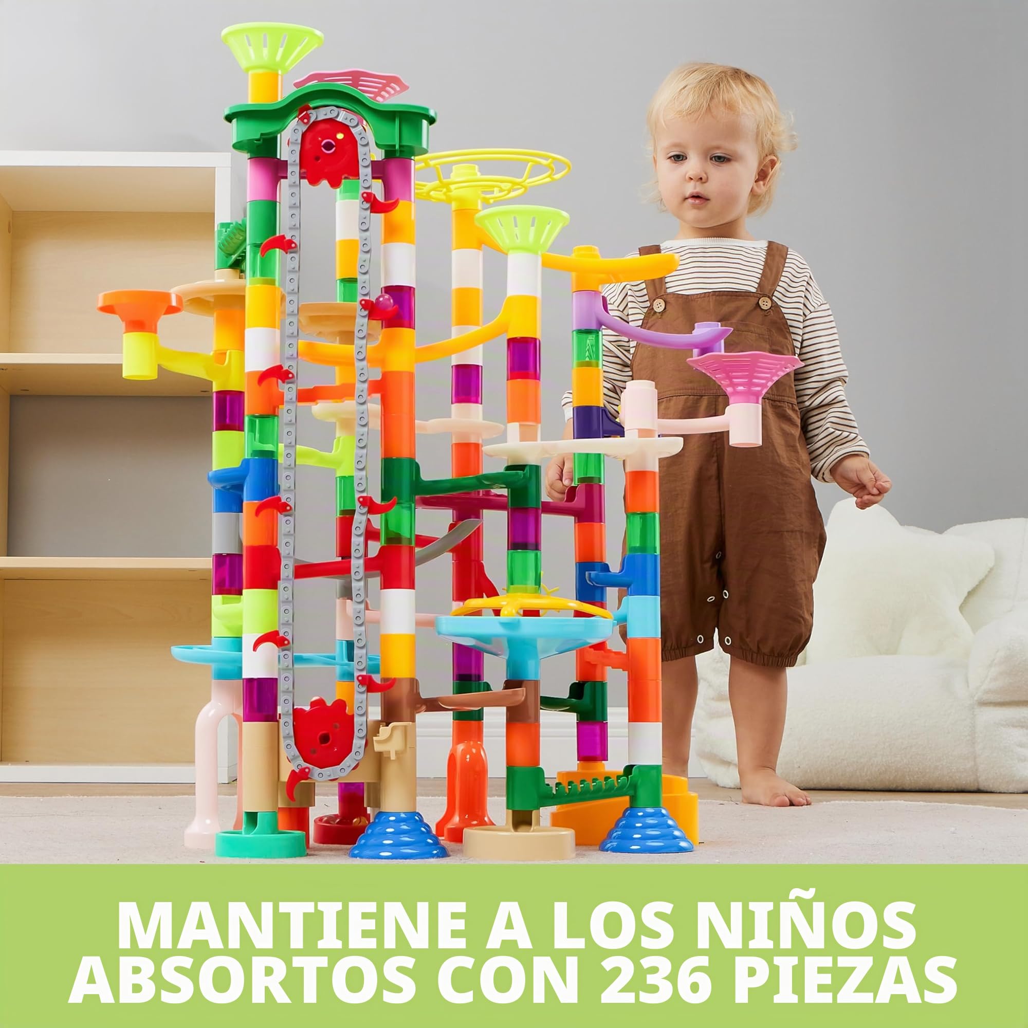 JOYIN 236 Pcs Circuito Canicas Mármol Brillante Maze Race Pista de Bolas Laberinto con Elevador motorizado de Canicas Juego Educativo Regalo Navidad Cumpleaños de Juguete para Niños