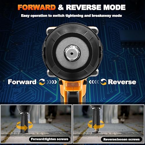 Miniatura 6 de Llave de impacto inalámbrica de 12, accionamiento de impacto de 12 pulgada con motor sin escobillas, 1000 N.m (740 pies-libras), 3300PRM, llaves de