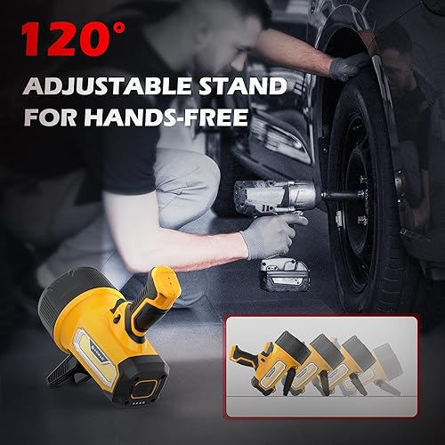 Miniatura 6 de FORTO Foco recargable, 200000 lúmenes, luz de mano con soporte plegable, 6 modos IPX7, impermeable, luces LED para caminar, caza, camping,