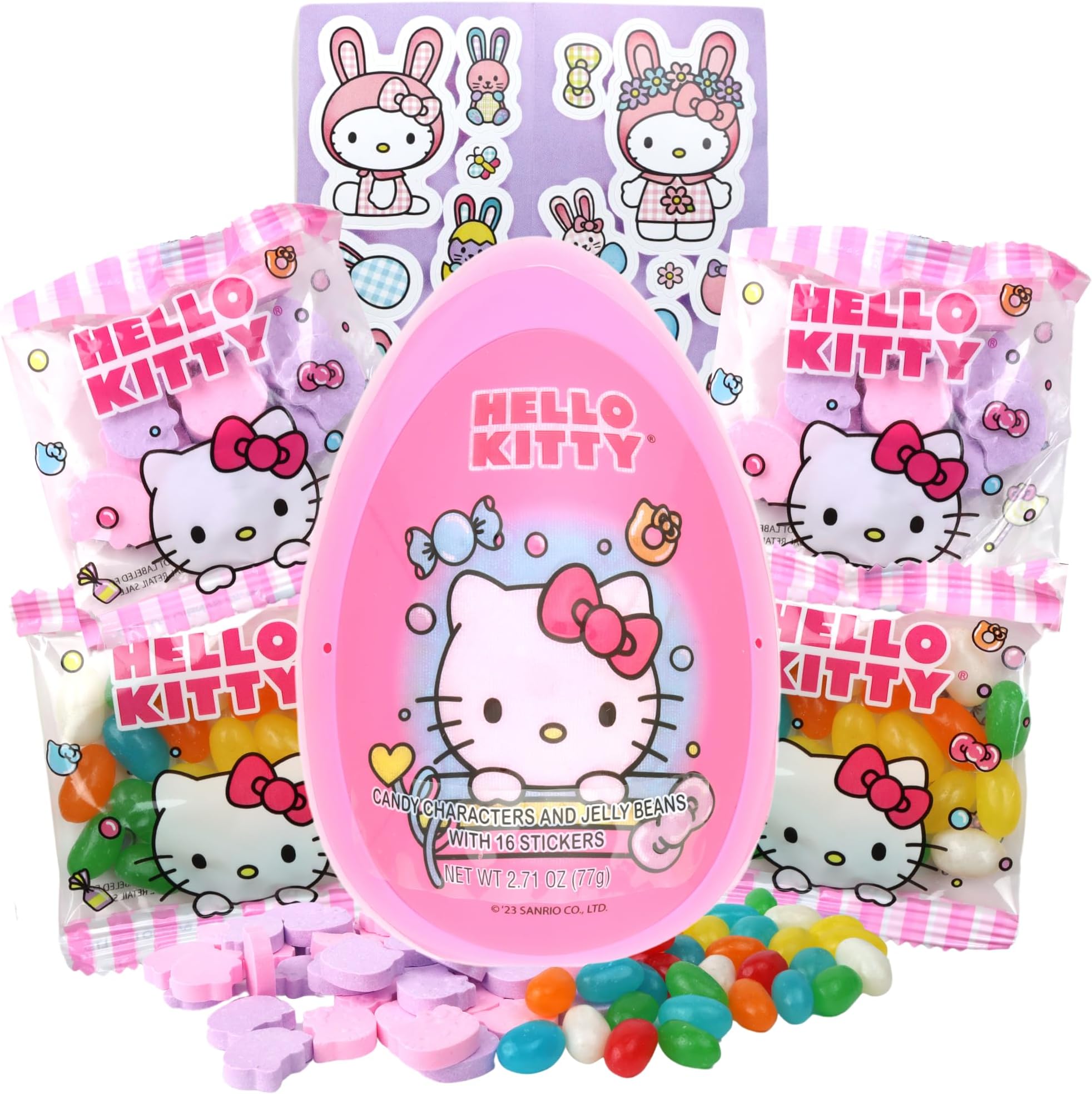 Hello Kitty Surprise Egg with Jelly Beans, Hard Candy and Stickers, Birthday Party Favors for Girls