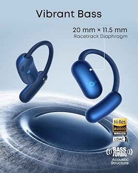 soundcore AeroFit 2 by Anker, Open-Ear Headphones, Adjustable Ear Hooks, Secure Fit, Instant AI Translation, Rich Bass, Hi-Res, 42H Playtime, Bluetooth 5.4, IP55, AI Clear Calls, Wireless Charging | Real-Time Translation, 4 Adjustable Positions, 42H Playtime, Rich Bass, Hi-Res, IP55, AI Clear Calls, Wireless Charging