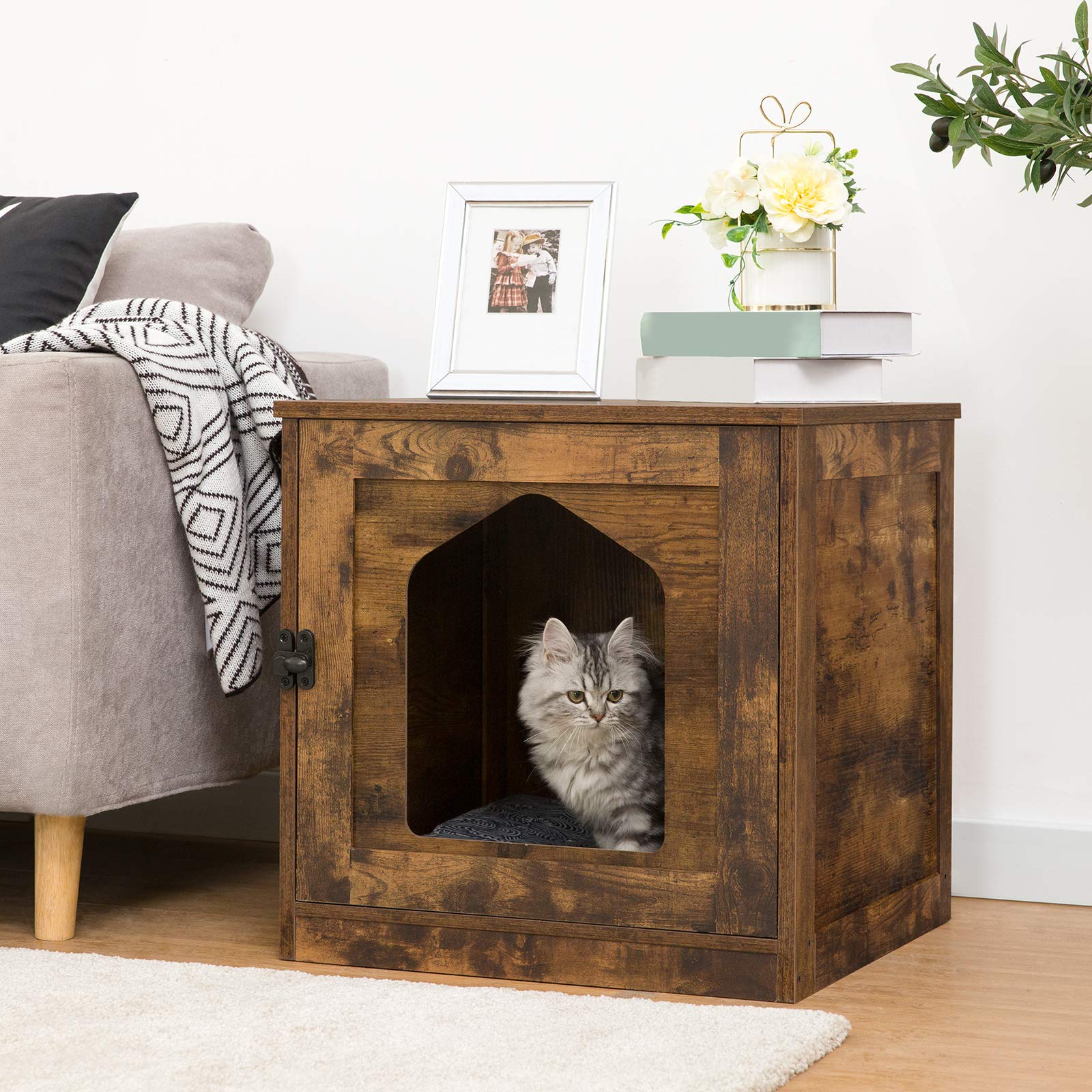 HOOBRO Cat Litter Box Enclosures, Hidden Litter Tray Furniture, Cat