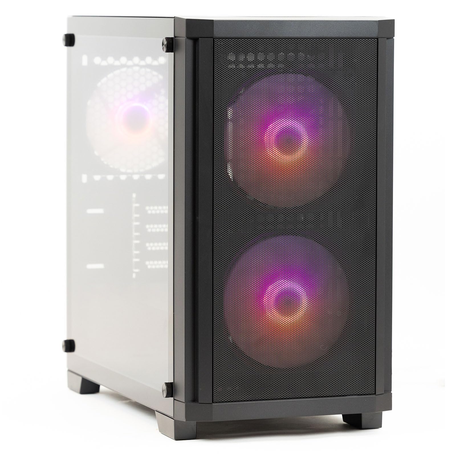 Fox Spirit MG1 (Noir) - Boîtier PC - Mini Tour - 3 Ventilateurs ARGB Inclus - Compatible avec Carte mère Micro ATX et Mini ITX - Panneau latéral en Verre trempé