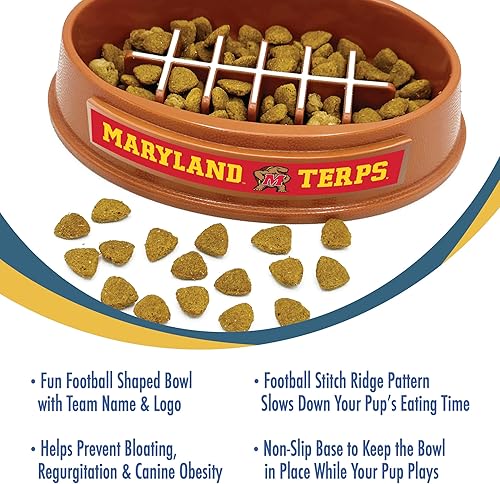 Miniatura 242 de NCAA Super-Bowl Iowa Hawkeyes - Cuenco para perros de alimentación lenta con diseño de fútbol para una digestión saludable. Cuenco antideslizante