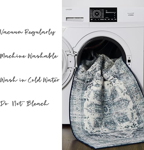 Miniatura 7 de Alfombra de área de 2 x 6 pies, tribal, envejecida, para entrada, medallón vintage, alfombra para interiores, alfombra de pelo bajo, suave,