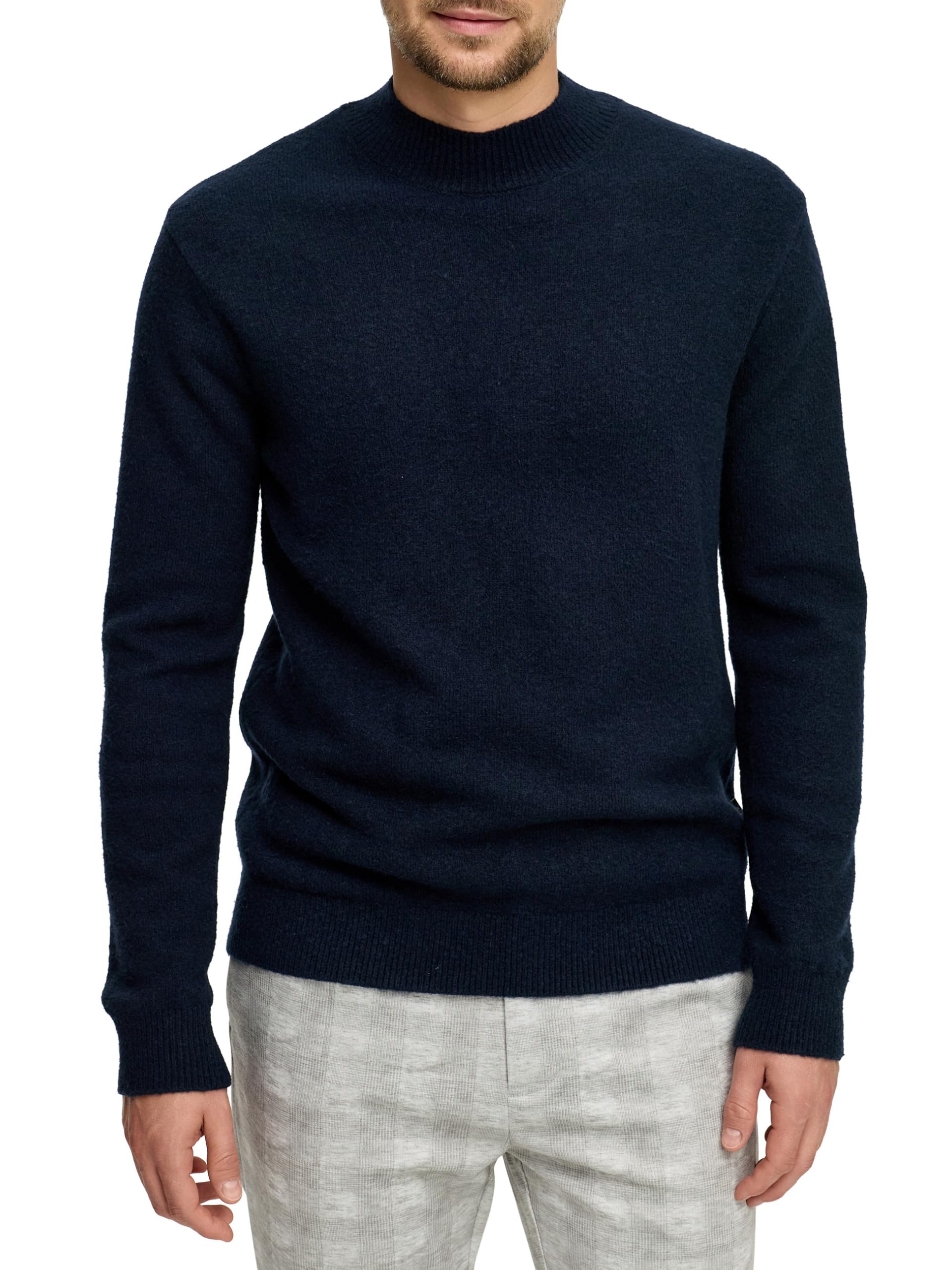 JEFF JFCollin Pull en tricot fin à col roulé avec poignets côtelés | Pull à col montant pour homme