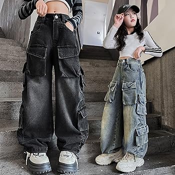 スラックスwide buggy pants Y2k Amazon.com: Girls Baggy Jeans Kids Y2K Streetwear Wide Leg