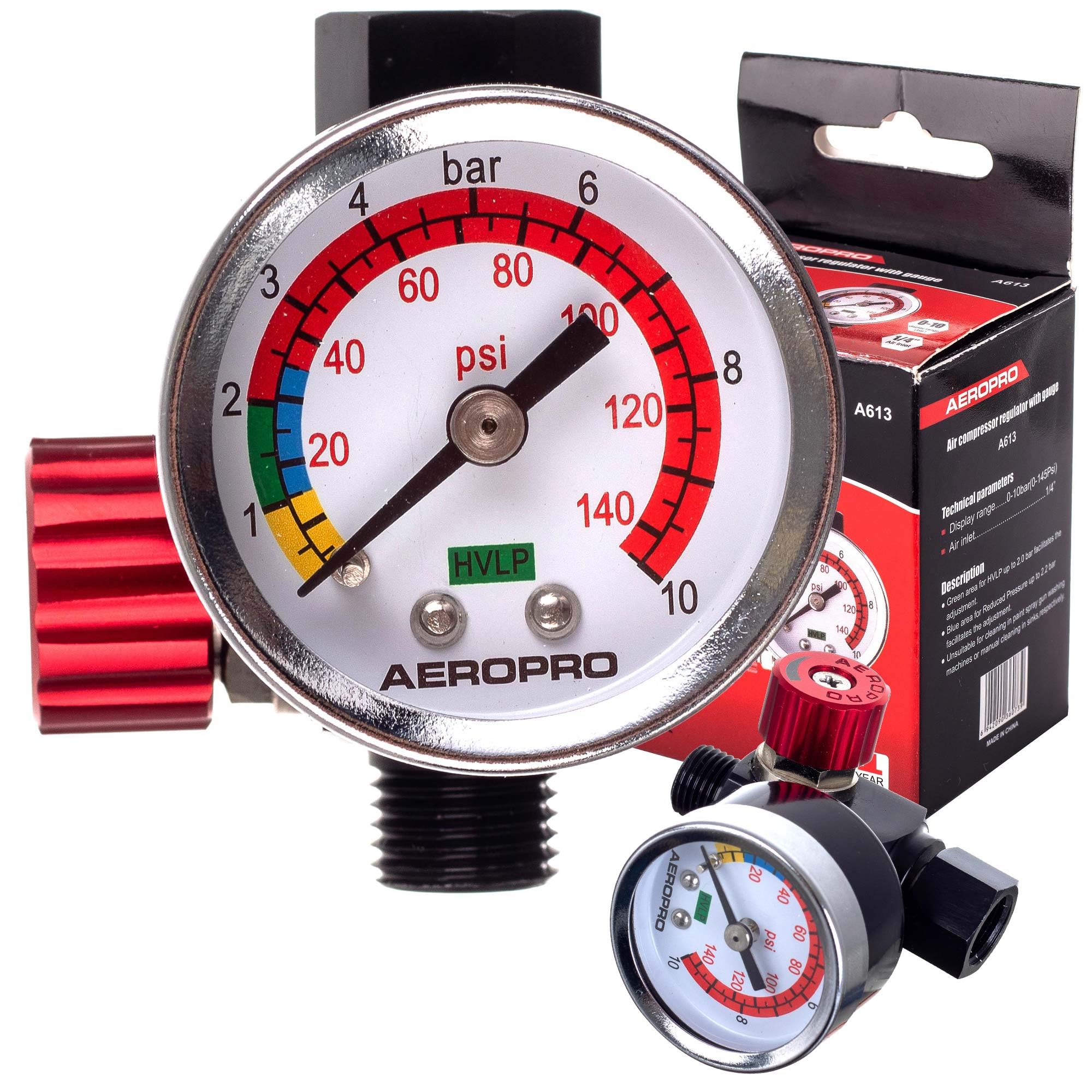 Pressure Regulator for Paint Spray Gun Pressure Regulator Professional AEROPRO 1/4 Inch 0-10 Bar