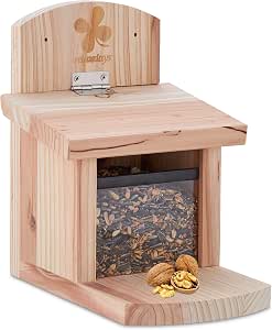 Relaxdays Mangeoire Pour Écureuils En Bois Avec Toit Ouvrant - 17,5 X 12 X 25 Cm