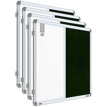 Pragati Systems Prima Combination Board (Magnetic Whiteboard with Green Pin-up Notice Board) for Home, Office & School, Heavy-Duty Aluminium Frame, 2x3 Feet (Pack of 4)