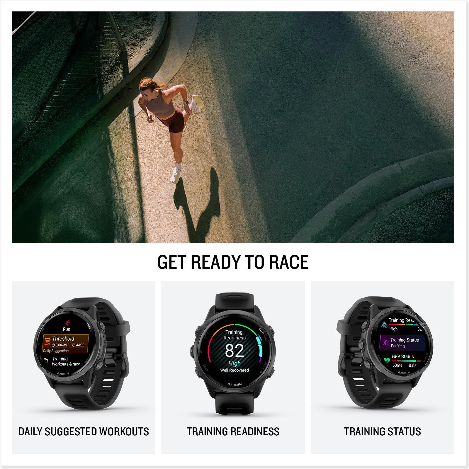Garmin Forerunner 570, 42 mm, zaawansowany smartwatch GPS do biegania i triathlonu, wyświetlacz AMOLED, funkcje treningu i regeneracji, łupkowo-szare aluminium z półprzezroczystym czarno-czarnym