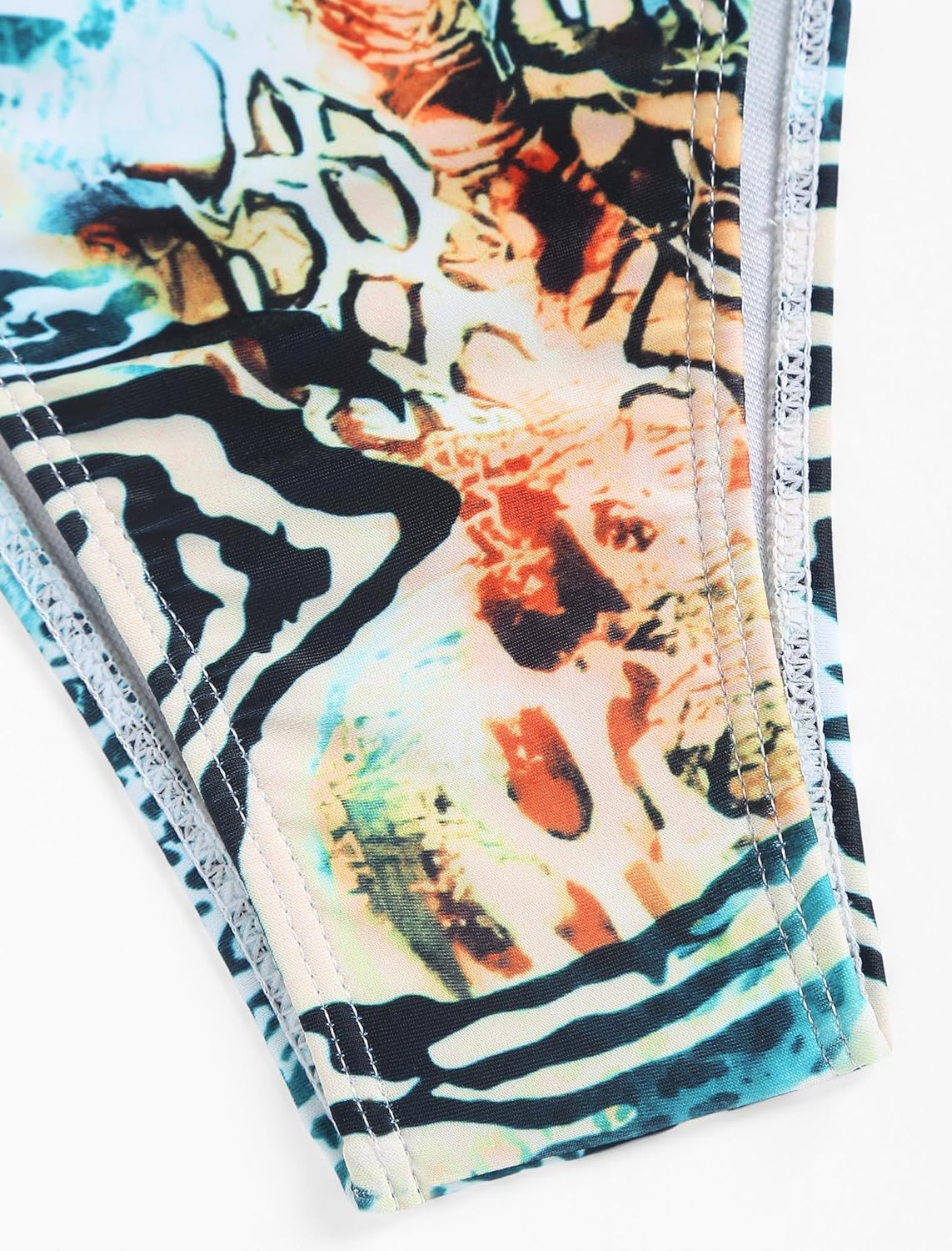 ZAFUL Women's Bandeau Bikini Shiny Metal Ring Decor Lace Up Tied Side High Cut Strapless Swimsuit - Image 5