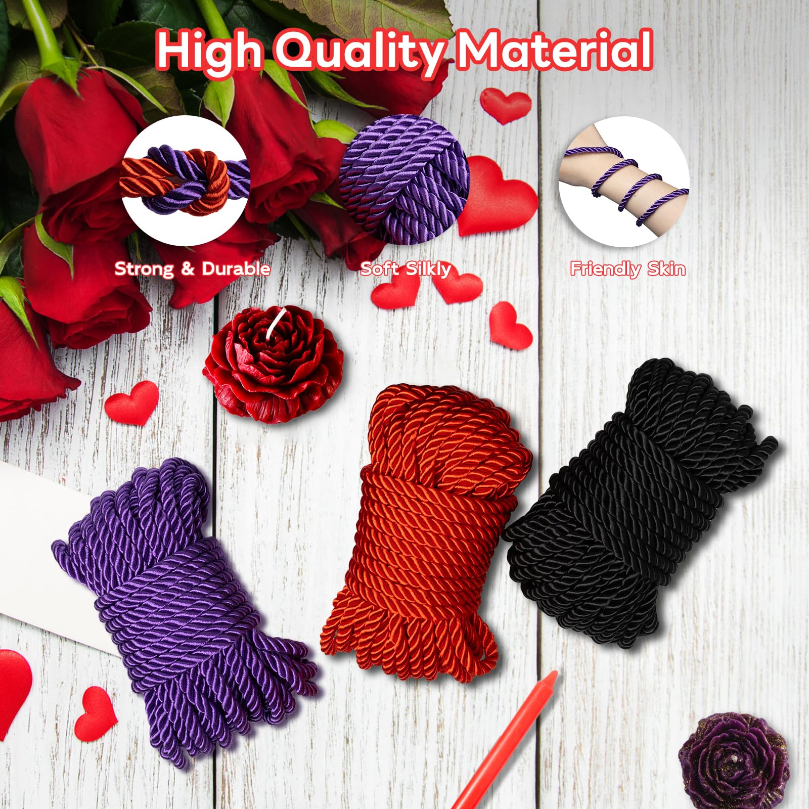 Japanese Rope Kit, Shibari Rope Kit, Bedroom Play for Beginners and Experienced Riggers, Silky Soft Ropes, Perfect for Simple and Complex Knots