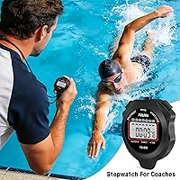 Vista 5 de Stopwatch Timer Lap Split Digital Stopwatch with Clock Calendar Alarm, Large Display Stop Watch for Sports Kids Coaches Swimming Running