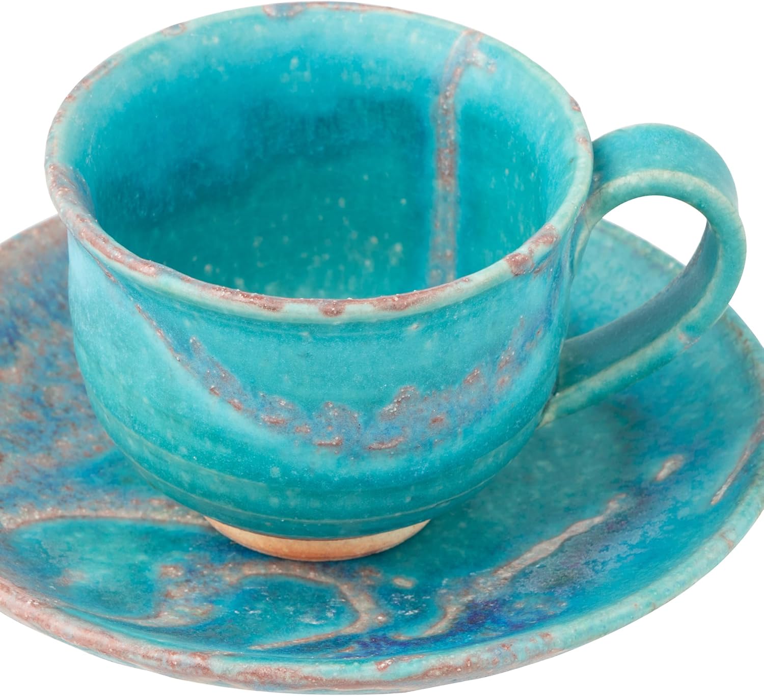 丸伊製陶 Marui Seikyo Shigaraki Ware MR-3-4397 Hechimon Cup & Saucer, Capacity Approx. 7.4 fl oz (210 ml), Dewgrass Blue