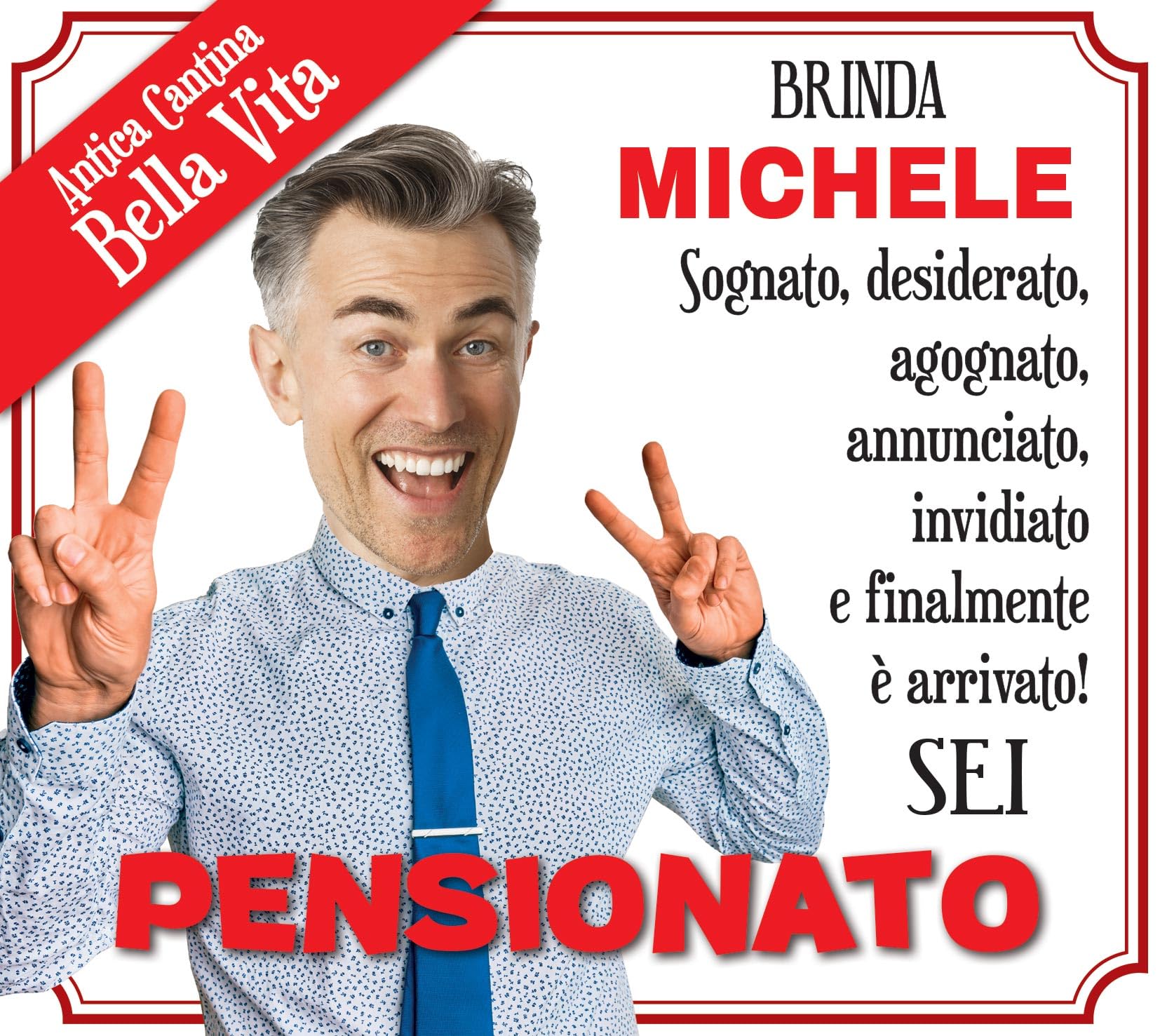 Bottiglia di Vino Prosecco Millesimato personalizzato con foto e nome per la festa di pensionamento del vostr amico