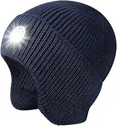 TOUCH TWO Gorro masculino com luz, 5 LEDs tipo C, recarregável, chapéu de inverno para pesca, corrida, ciclismo
