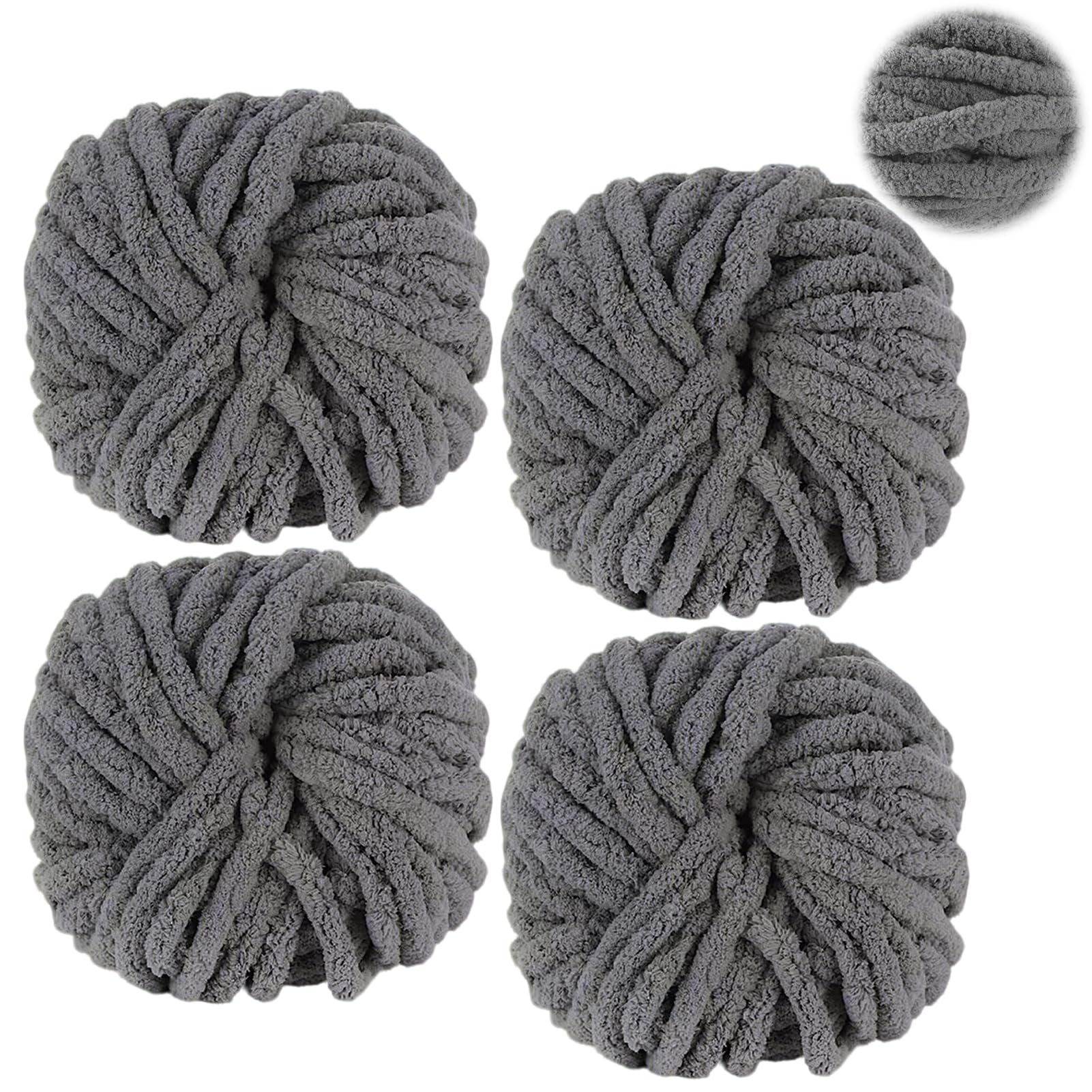 4 gomitoli di lana spessa 1000 g, per maglieria a mano, XXL, grande maglia morbida, per uncinetto, coperte, sciarpe, cappelli, nido per animali domestici, cuscini decorativi