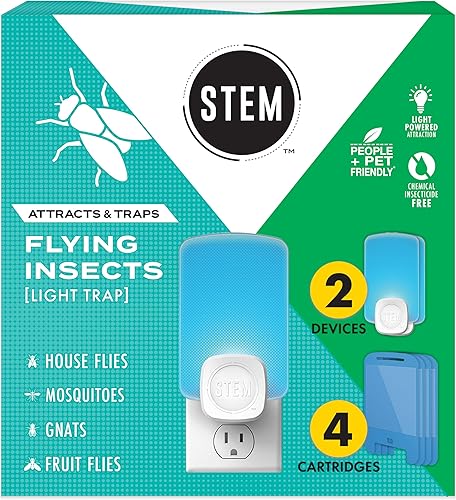STEM Trampa de luz trampa para moscas de fruta de interior, control eficaz de insectos para el hogar, atrae y atrapa insectos voladores, emite luz