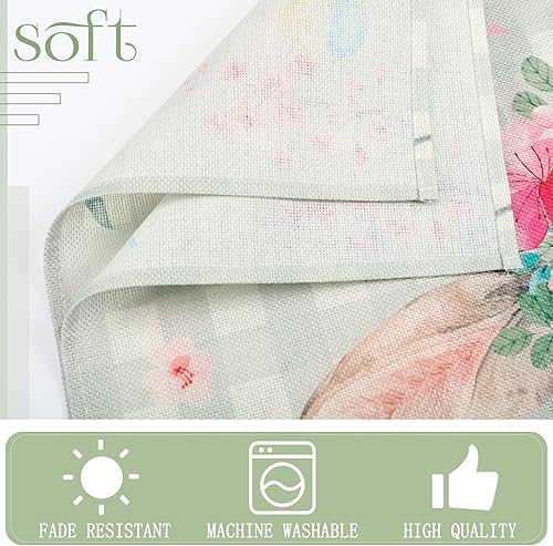 Miniatura 3 de Manteles individuales de Pascua con orejas de conejo, huevos, lavables, resistentes al calor, manteles de mesa de Pascua, para primavera, cocina,