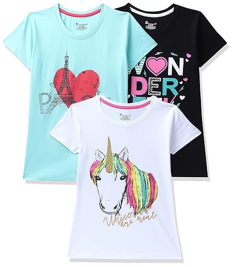 Chromozome Girls Regular Fit Pack of 3 T-Shirts