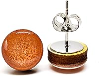 Vista 2 de Juego de aretes tipo dormilona con brillo de oro rosa, 0.394 pulgadas, aretes redondos para mujeres, niñas y hombres, hechos a mano, postes de acero