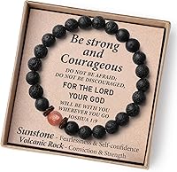 Vista 1 de Christmas Stocking Stuffers for Teen Boys/Men-Strength/Confidence-Masculine Handmade Gemstone Bracelets with Meaningful Card