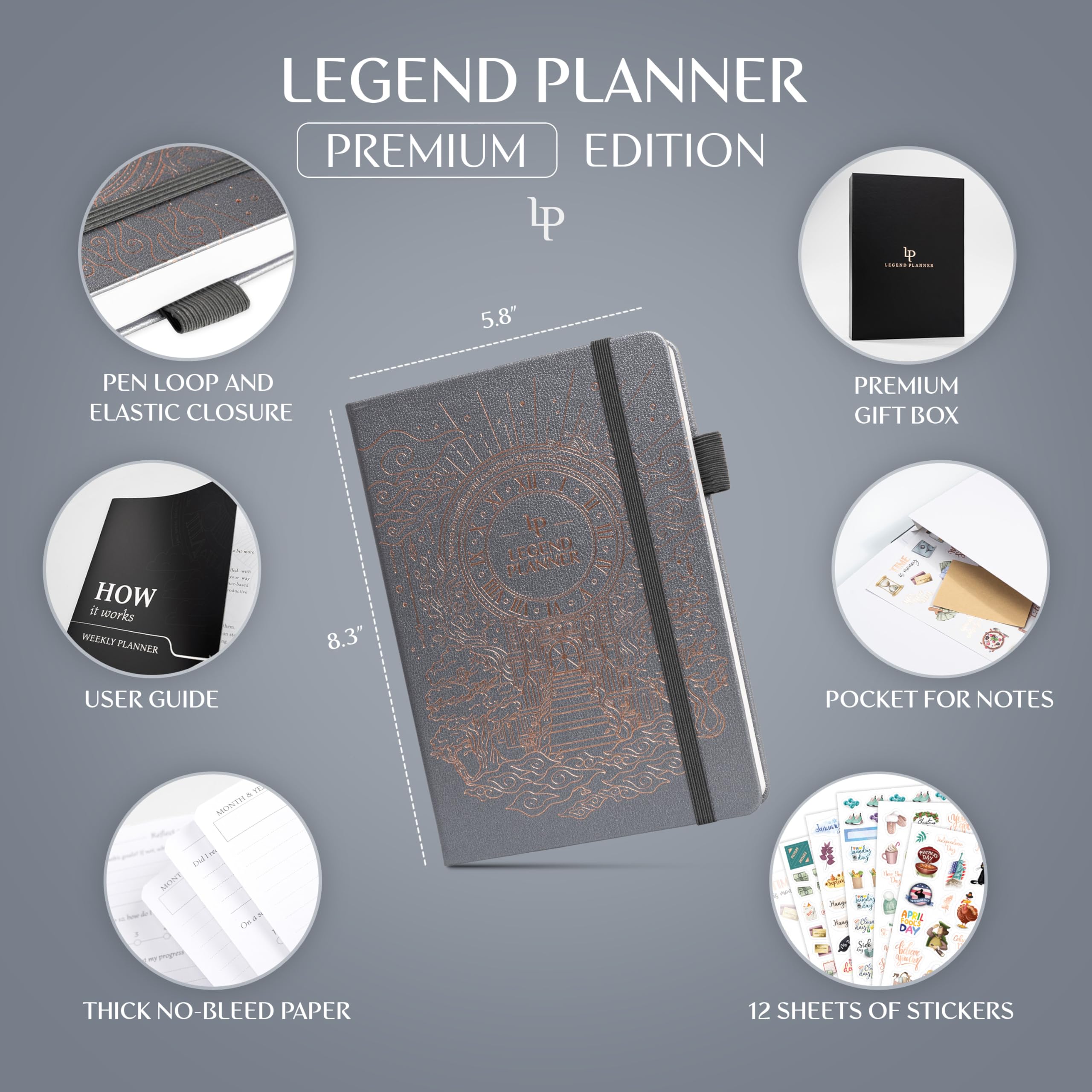 Legend Weekly Planner Premium, Undated 12-Month Weekly, Monthly & Budget Planner with Habit Tracker - Image 2