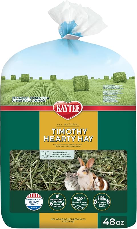Feno Timothy crocante para coelhos e porquinhos-da-índia Kaytee, 1,31 kg