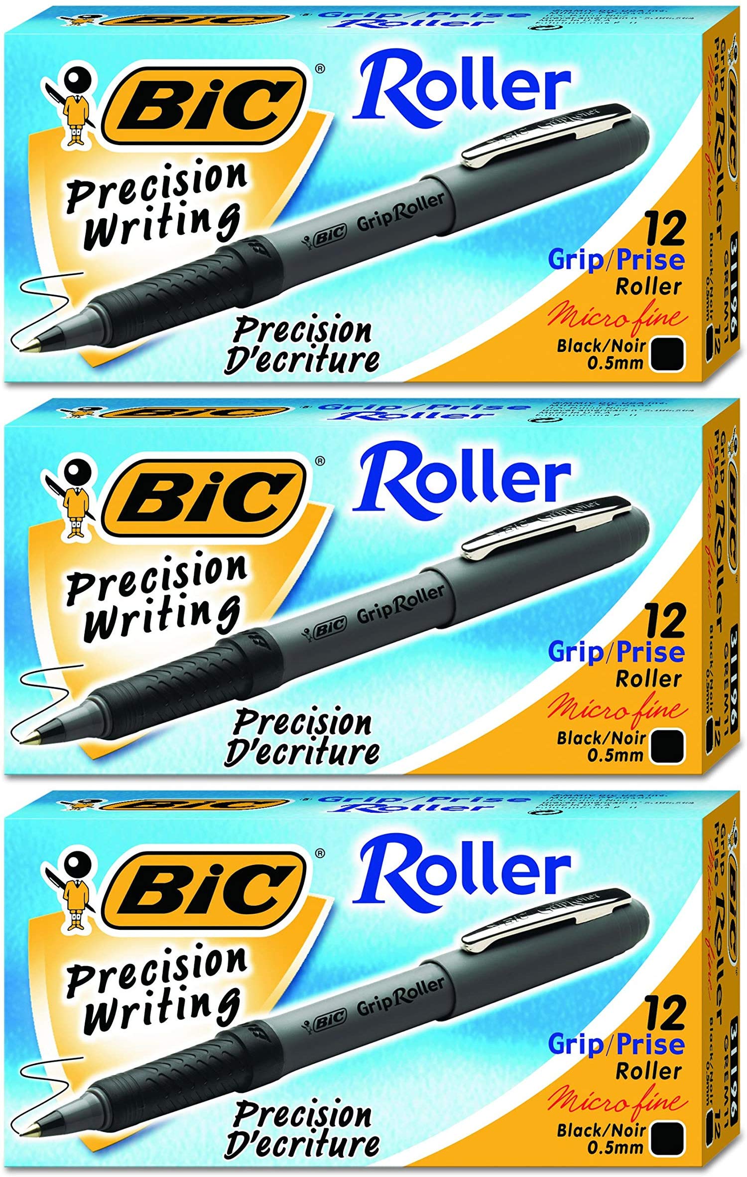 Buy BIC Roller Glide Grip Pen, Fine Point (0.7mm), Black, 12Count 3