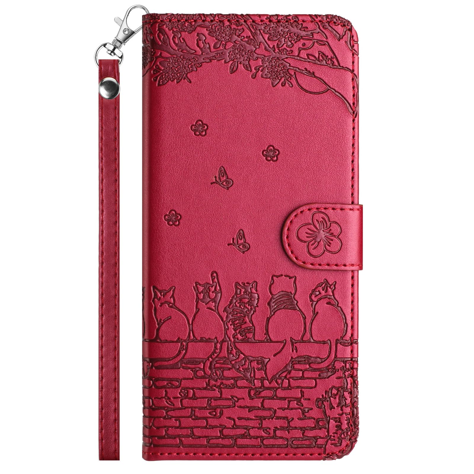 Leder-Hülle Für IPhone XR – Klappcase Mit Kartenfach & Standfunktion In Rot