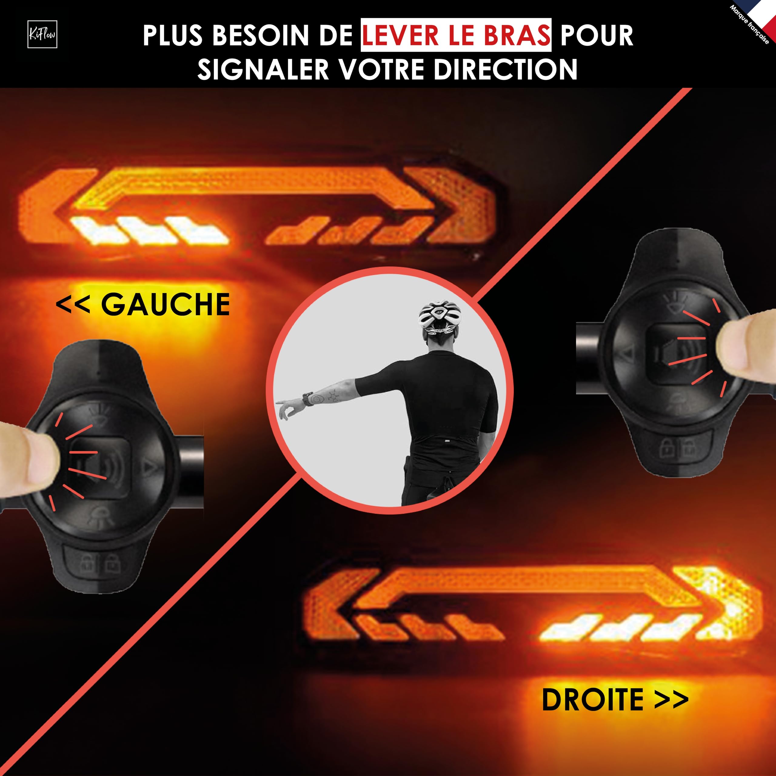 KIFLOW Clignotant Vélo Feu Arrière Alarme