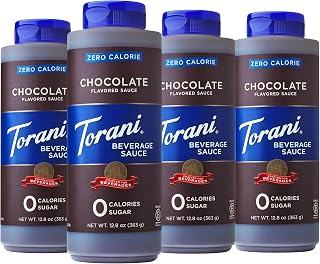 Torani Zero Calorie Chocolate Dessert & Drink Sauce, 12.8 fl oz (Pack of 4)