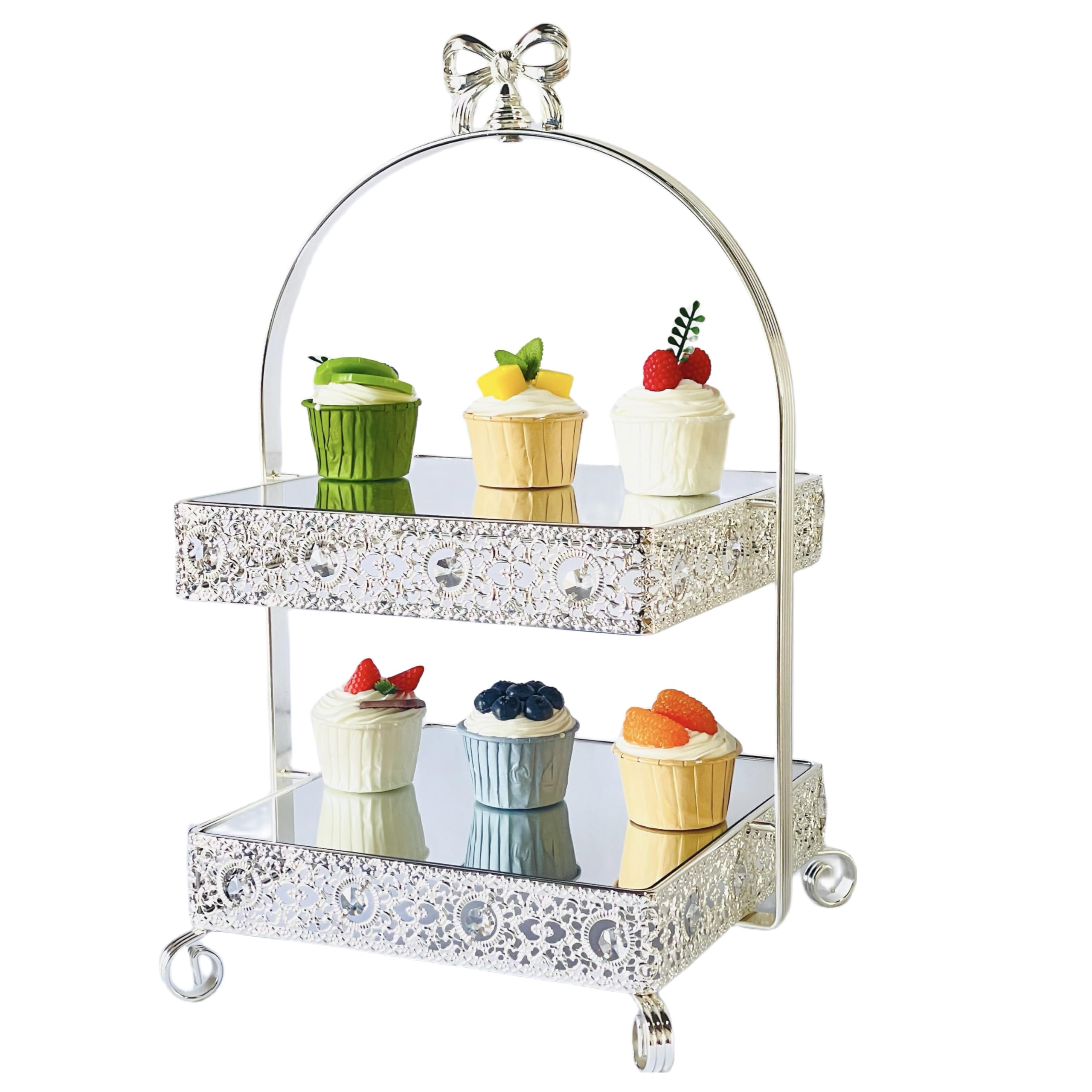 Amazon.com: Quegroot 2 Tier Wedding Cake Stand,Cupcake Serving Tray ...