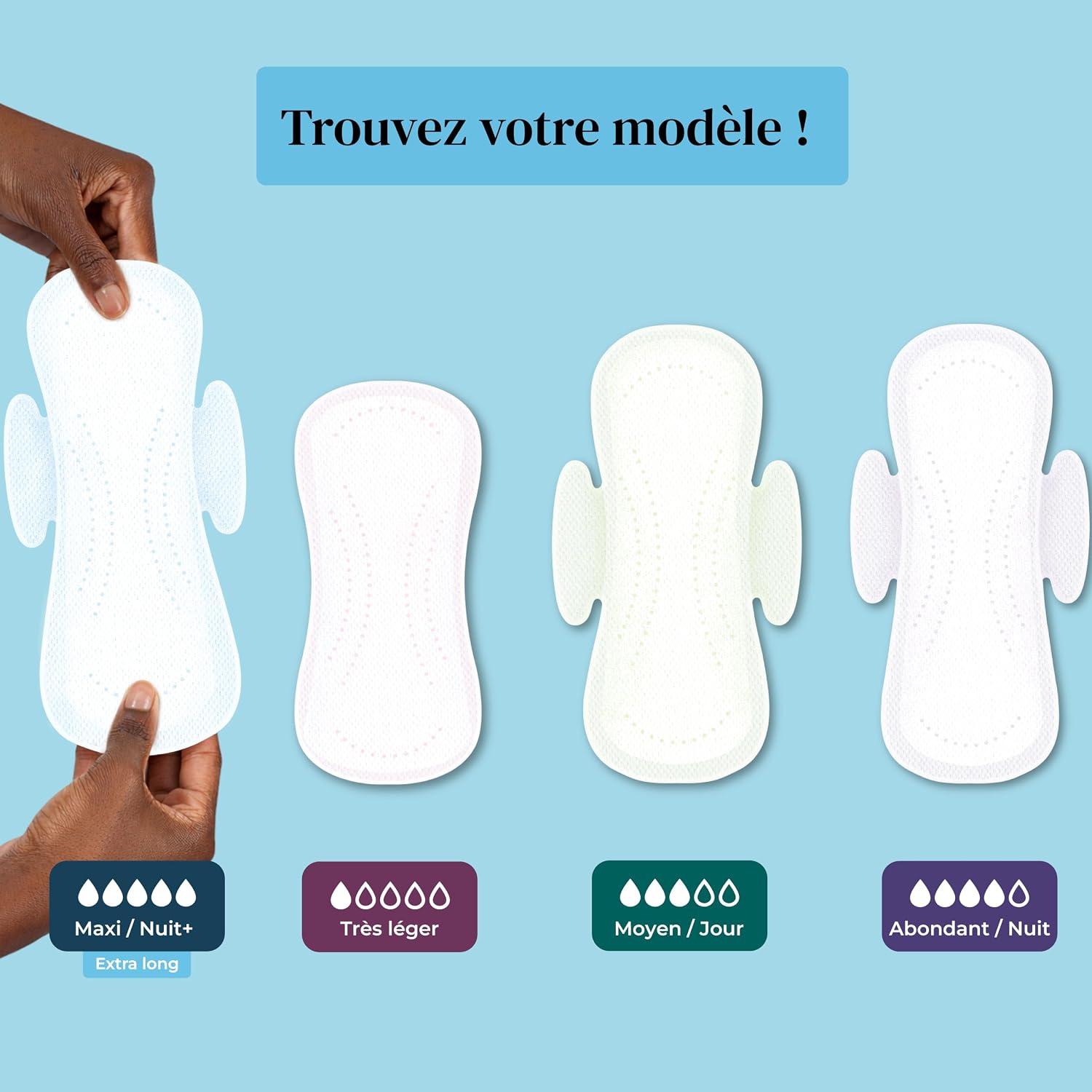 Mooncup® Maxi/Night+ Flow Pads with Wings, Ultra Soft Organic Cotton, 10 Pads image 2