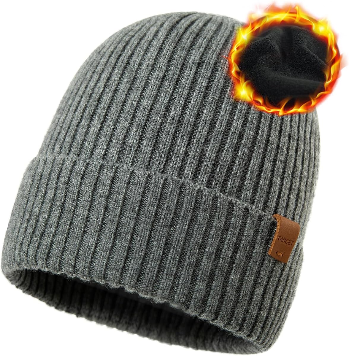 Gorro 100% lana merino australiana con forro polar, ajuste extragrande