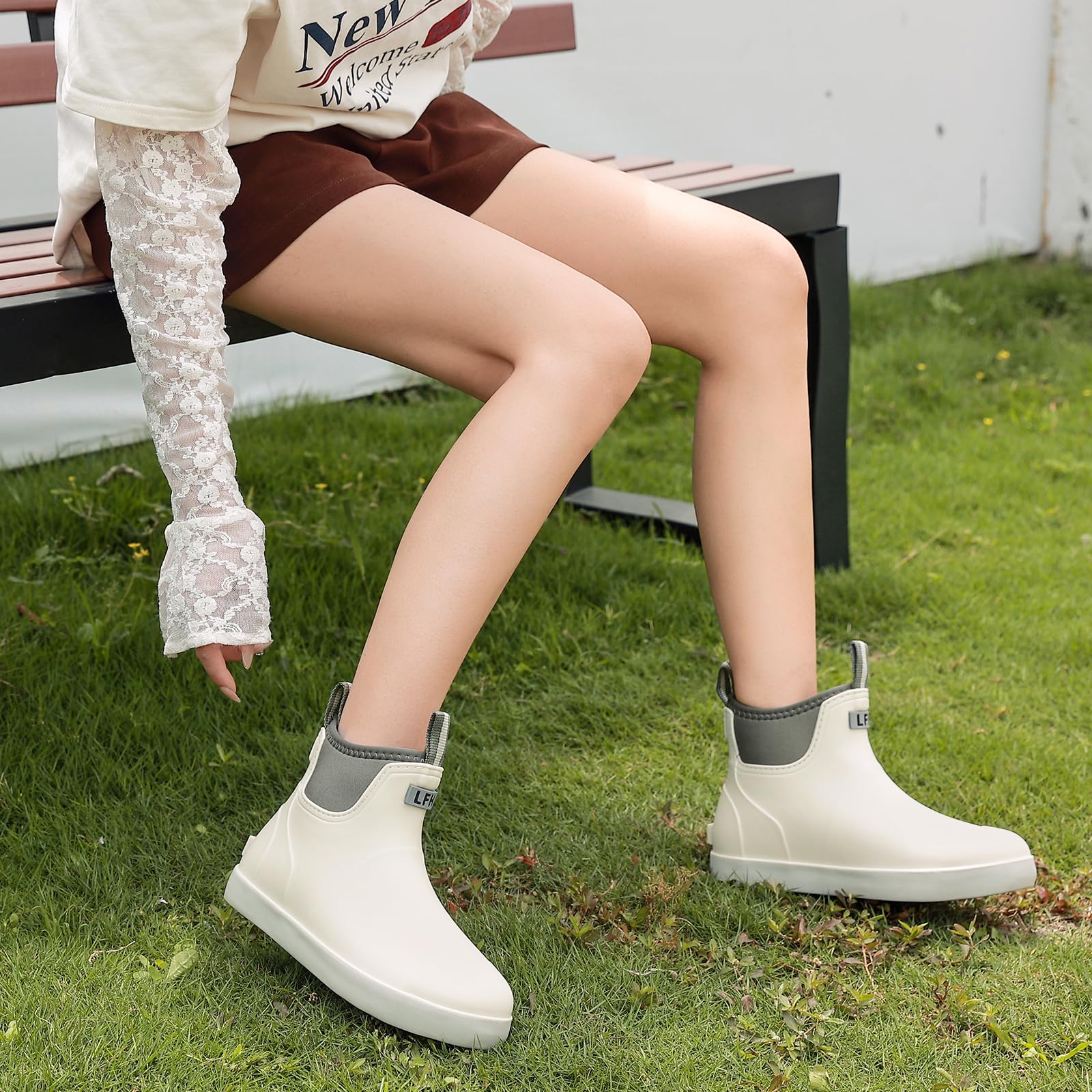 Bottines Caoutchouc Femme, Impermeable Antidérapant Légères Jardinage Chaussures