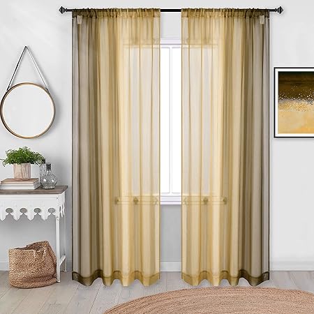 Amazon.com: Decovsun Cortinas Traslúcidas Color Marrón Dorado Degradado  Para Dormitorio, Color Dorado Chocolate Marrón Cortinas Traslúcidas Volie  Degradado Cortinas Elegantes Con Bolsillo Para Barra Para La Habitación De  Los Niños, Juego De