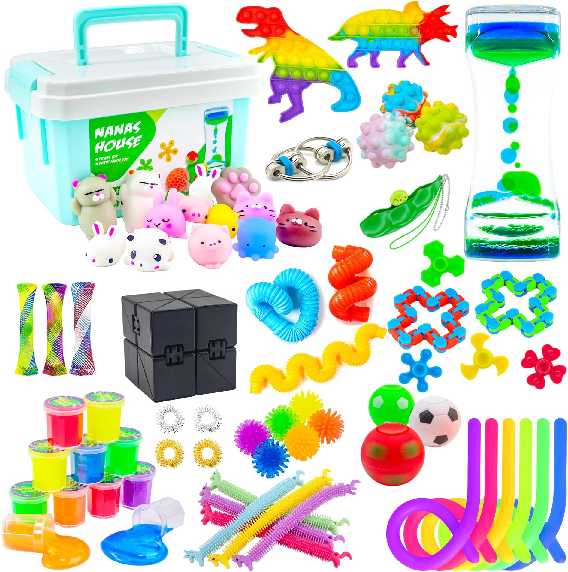 Fidget Toys Pack, Sensory Bundle with Storage Box, Party Favors Toys for Pinata Stuffers, Treasure Box, Goodie Bag Stuffers, Sensory Toys for ADD ADHD