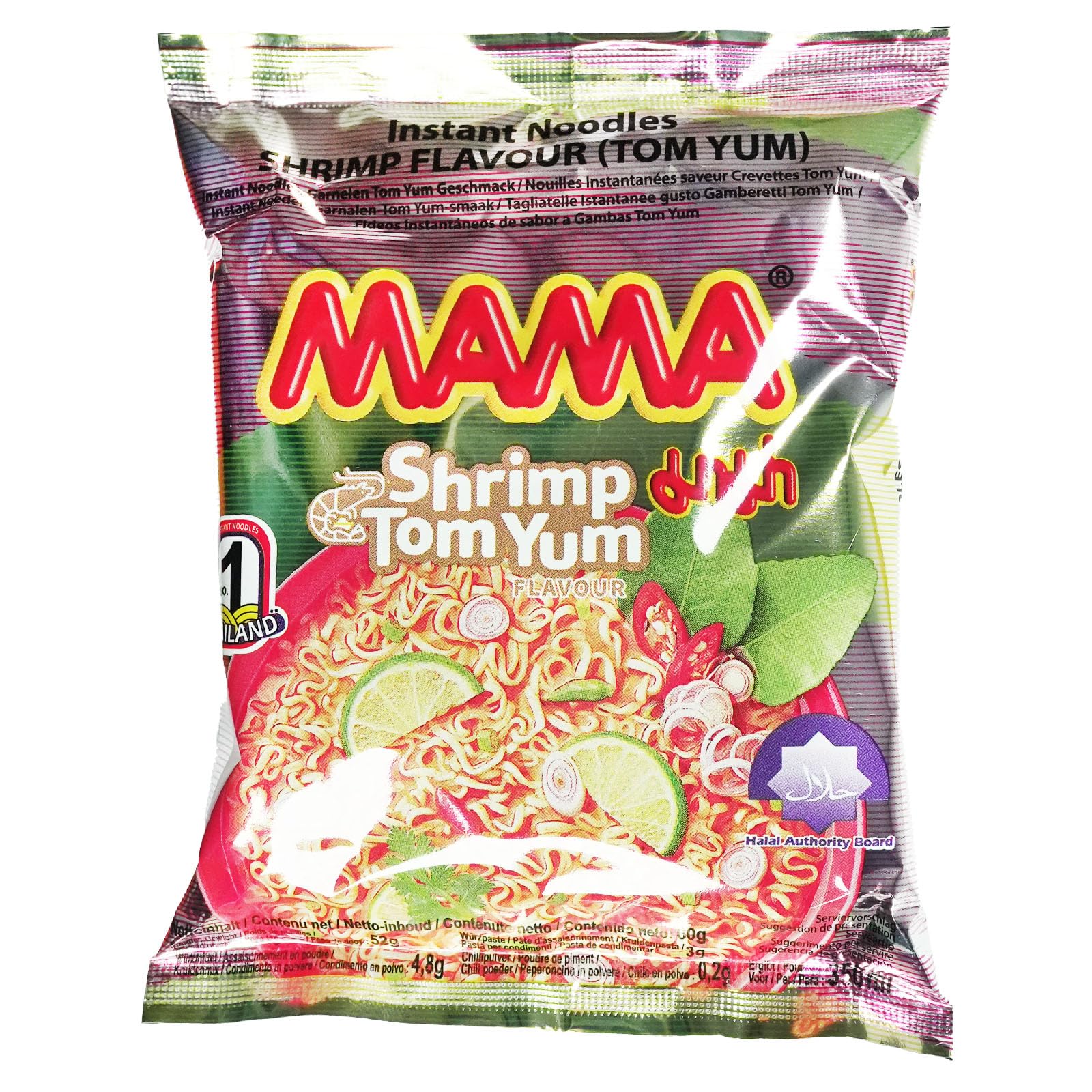 180er Pack (180x60g) Mama Instant Nudelsuppe Tom Yum Shrimps Flavor (Papa Vo®)